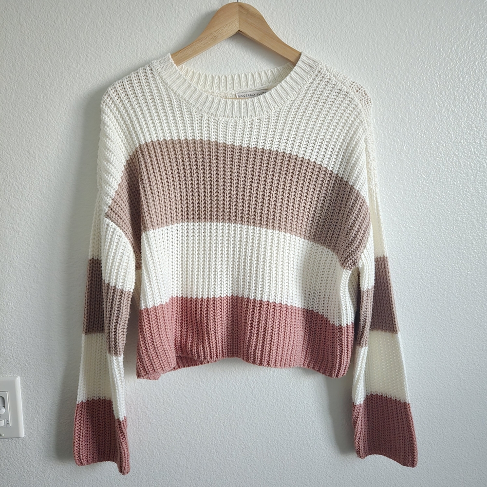 Sincerely Jules Colorblock Sweater - Cream, Brown, Pink